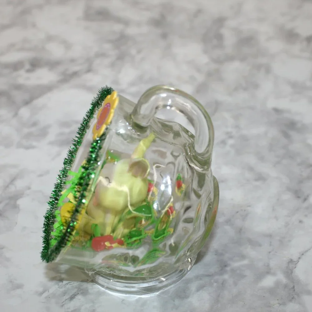 HAND CRAFTED Yellow Resin Bunny Spring Decor Ornament Upcycled Cup Easter